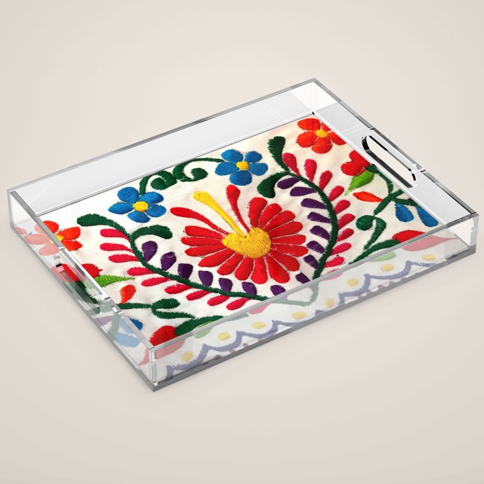 Red Mexican Flower Acrylic Tray Gallery Image 1