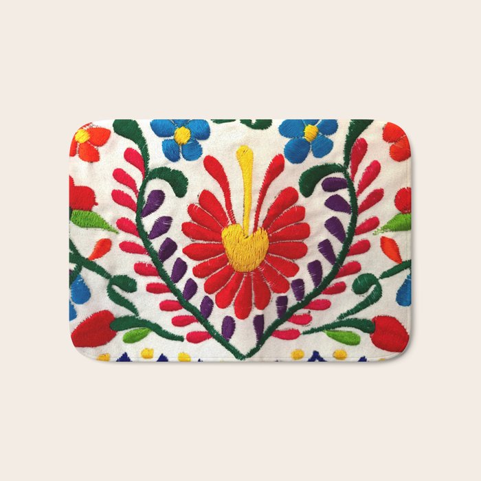 Red Mexican Flower Bath Mat