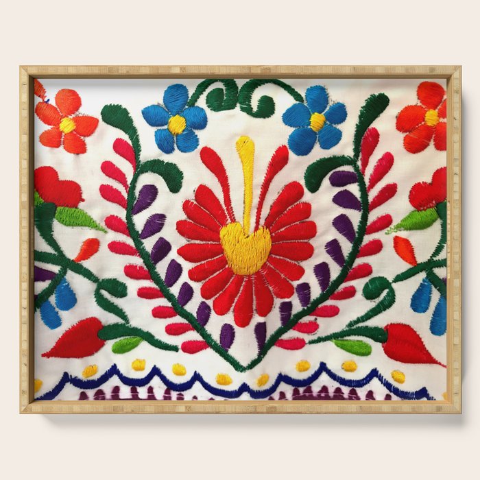 Red Mexican Flower Serving Tray Gallery Image 1