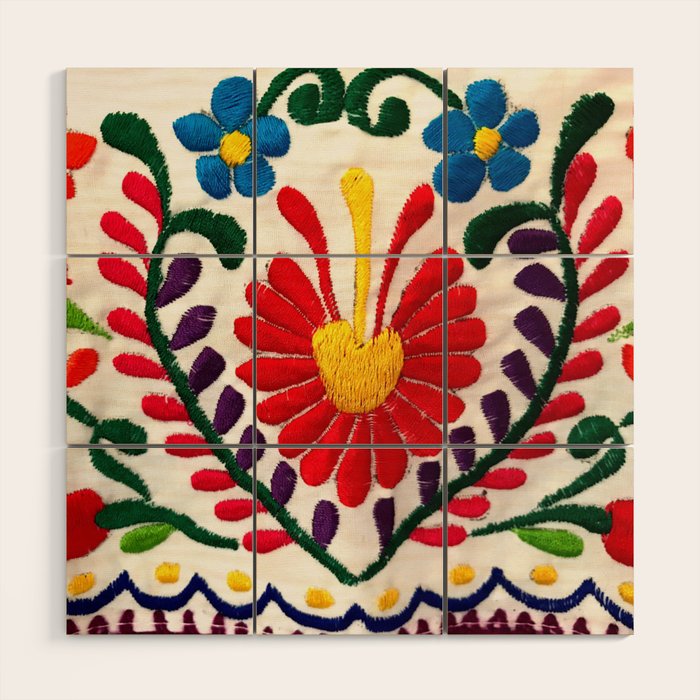 Red Mexican Flower Wood Wall Art Gallery Image 1