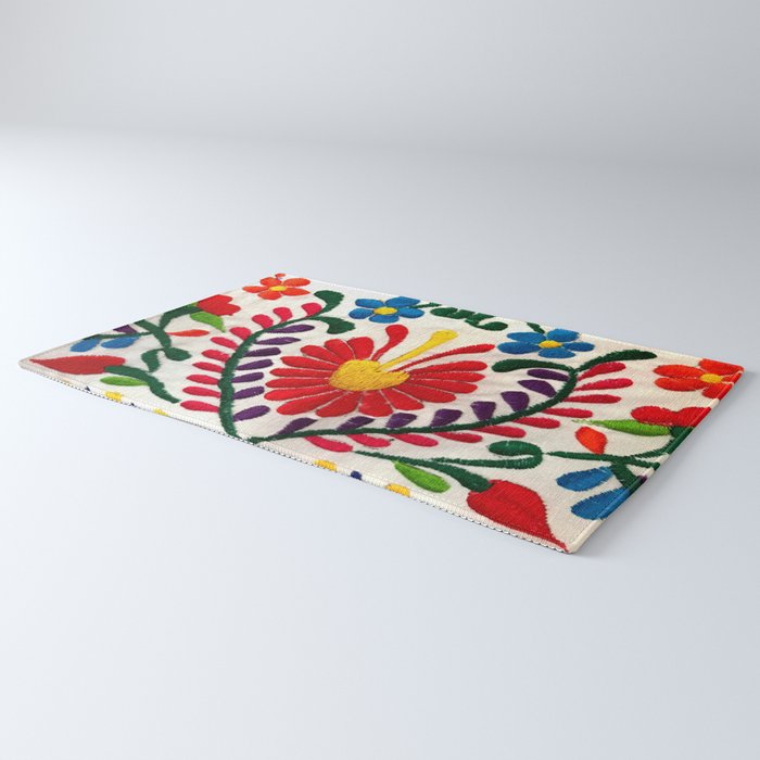 Red Mexican Flower Rug Gallery Image 3