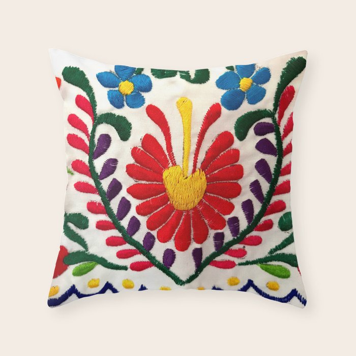 Red Mexican Flower Throw Pillow Gallery Image 6