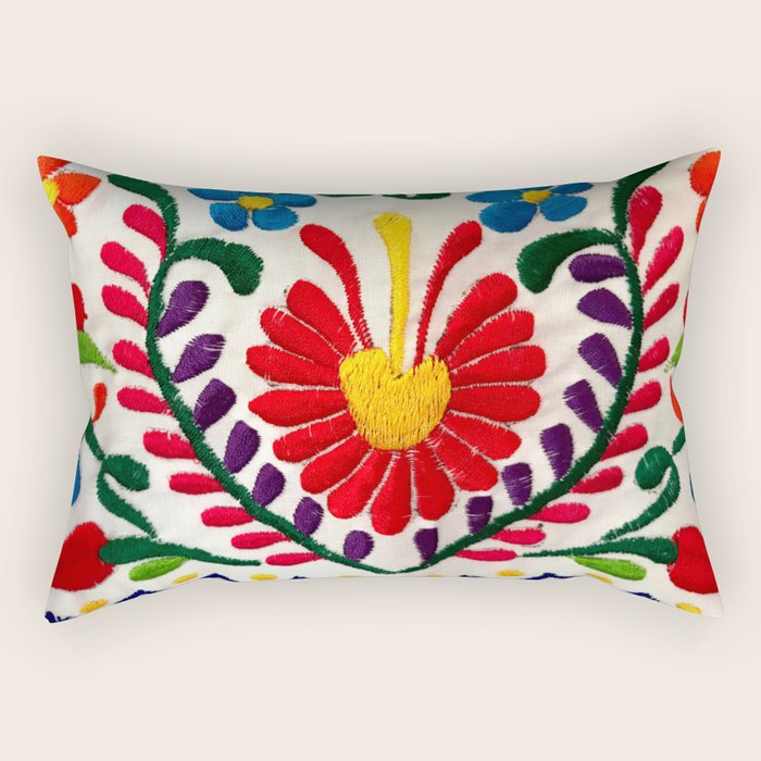 Red Mexican Flower Rectangular Pillow Gallery Image 2