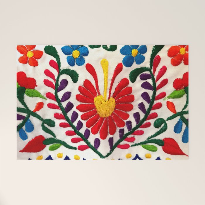 Red Mexican Flower Welcome Mat Gallery Image 1