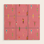 Swimmers in a Sea of Pink Wood Wall Art Gallery Image 1