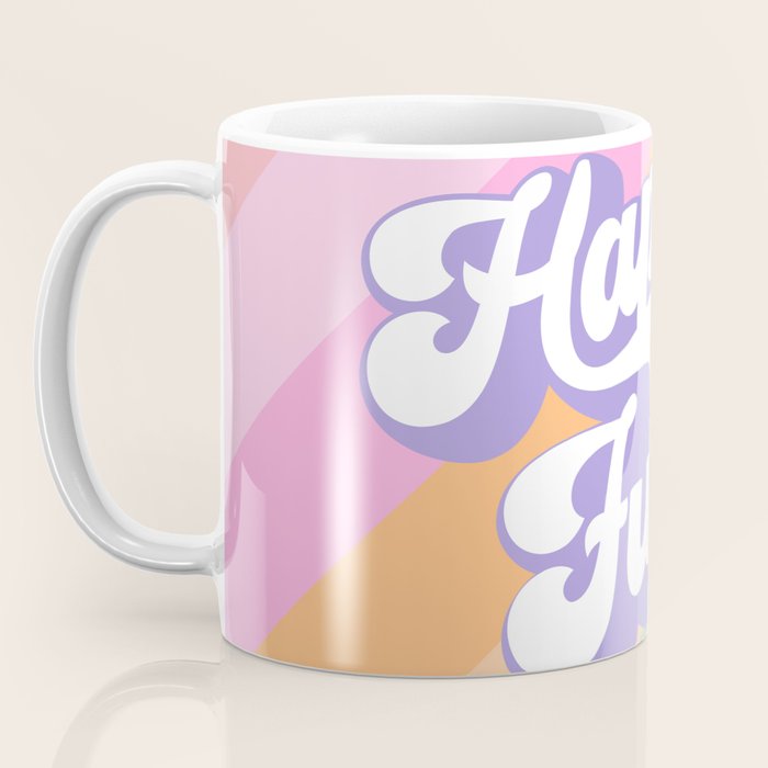Retro Rainbow Happy full Typography Coffee Mug Gallery Image 3