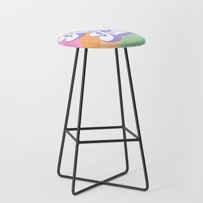 Retro Rainbow Happy full Typography Stool Gallery Image 1