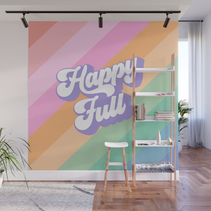 Retro Rainbow Happy full Typography Wall Mural Gallery Image 1