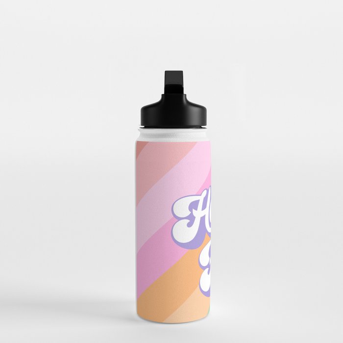 Retro Rainbow Happy full Typography Water Bottle Gallery Image 3