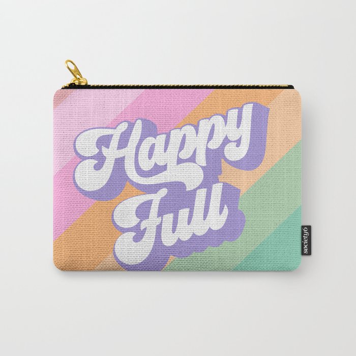 Retro Rainbow Happy full Typography Carry All Pouch Gallery Image 1