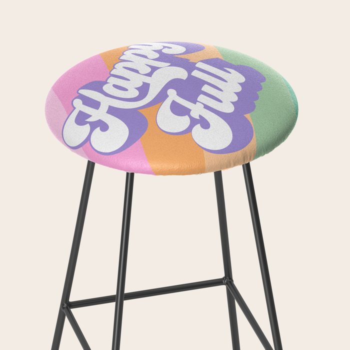 Retro Rainbow Happy full Typography Stool Gallery Image 2