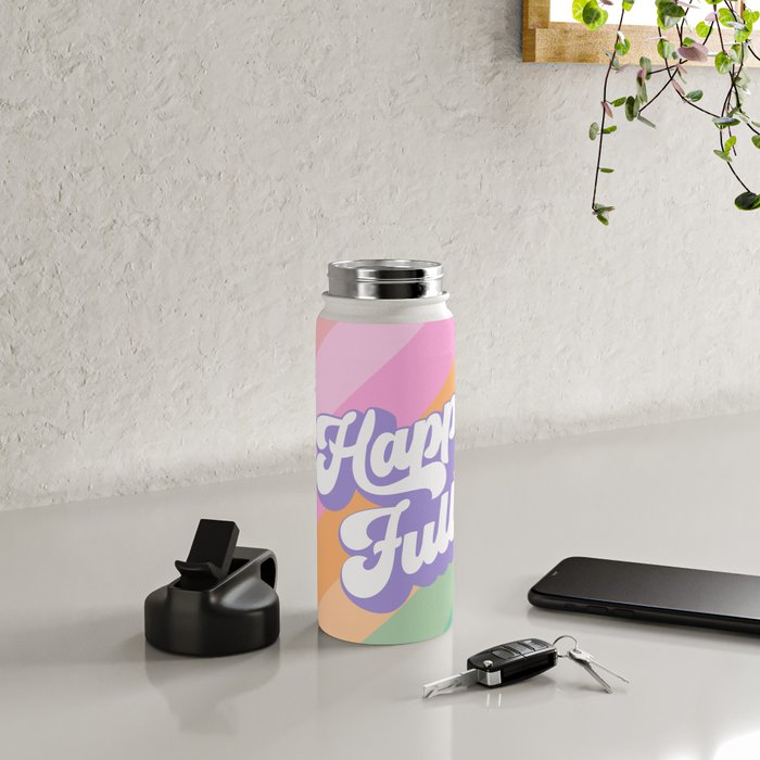 Retro Rainbow Happy full Typography Water Bottle Gallery Image 4