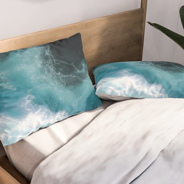Breaking Waves - Aerial Ocean Print Pillow Sham Gallery Image 2