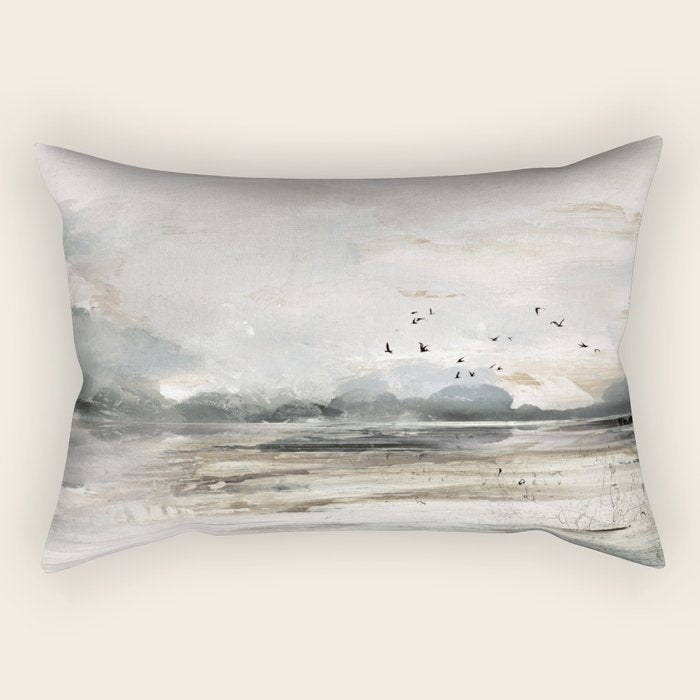 Seascape Sunset Painting Rectangular Pillow Gallery Image 1