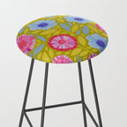 Folk Floral Blossoms in Moss Green Stool Gallery Image 2