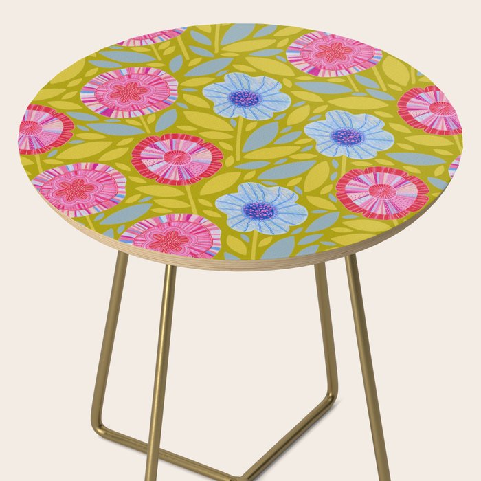 Folk Floral Blossoms in Moss Green Side Table Gallery Image 2