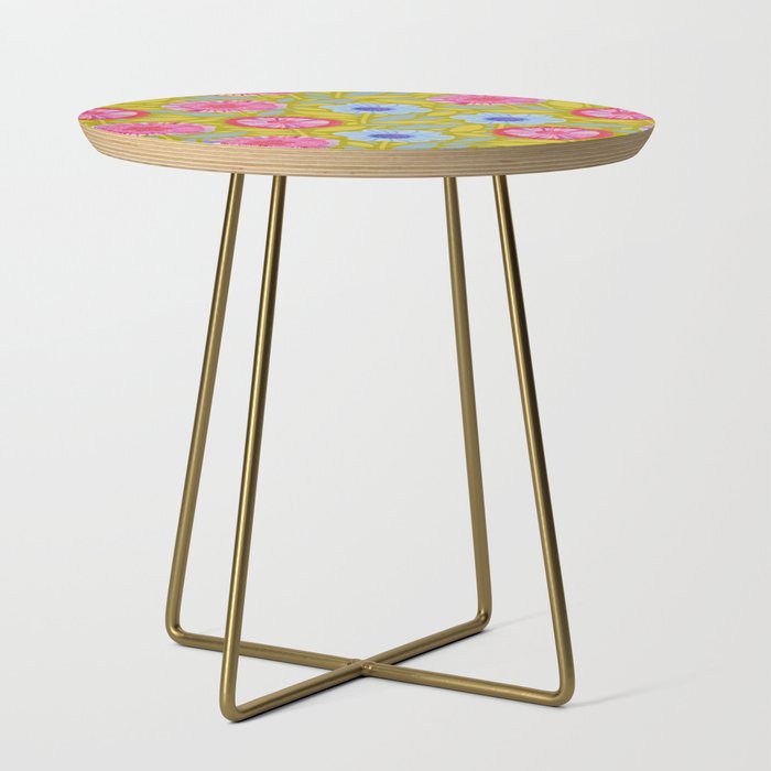 Folk Floral Blossoms in Moss Green Side Table Gallery Image 1