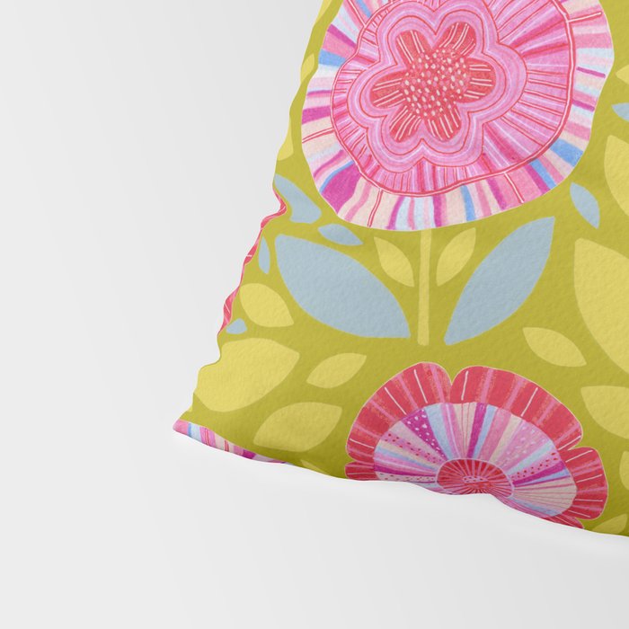 Folk Floral Blossoms in Moss Green Pillow Sham Gallery Image 4