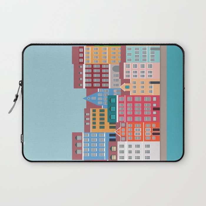 Denmark, Nyhavn, Copenhagen Travel Poster Laptop Sleeve Gallery Image 1