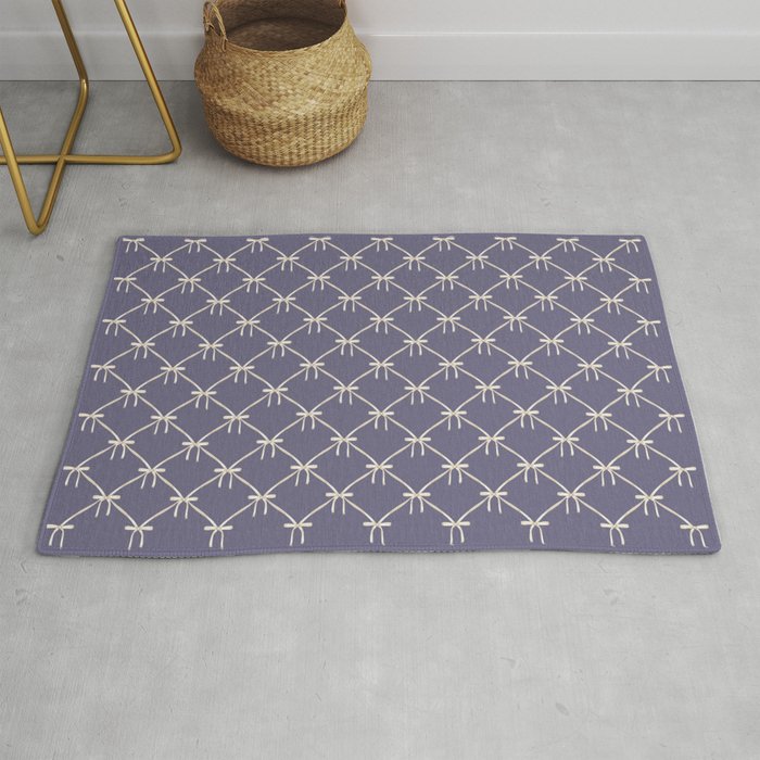 Bows & Ribbons Pattern XXXIII Neutral Lavender Purple Rug Gallery Image 1