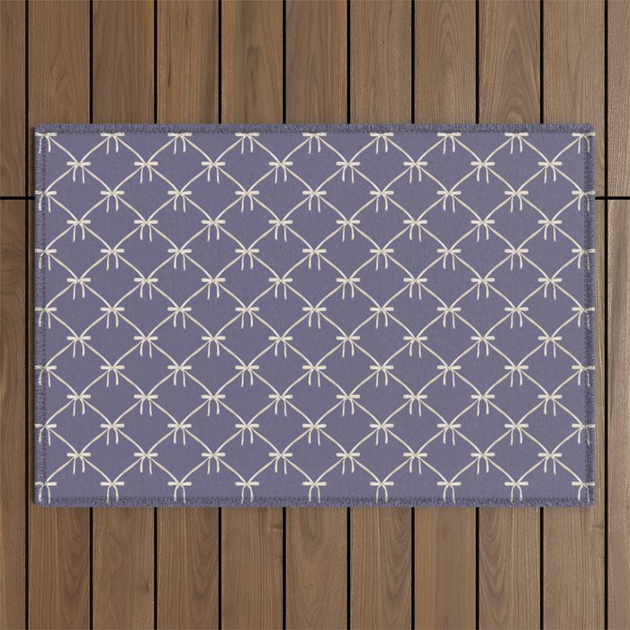 Bows & Ribbons Pattern XXXIII Neutral Lavender Purple Outdoor Rug Gallery Image 1