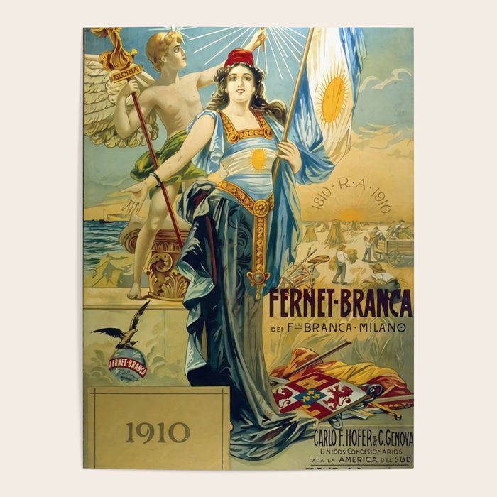1910 Fernet Branca Liqueur Aperitif Advertisement Poster Gallery Image 1