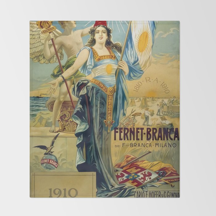 1910 Fernet Branca Liqueur Aperitif Advertisement Throw Blanket Gallery Image 2