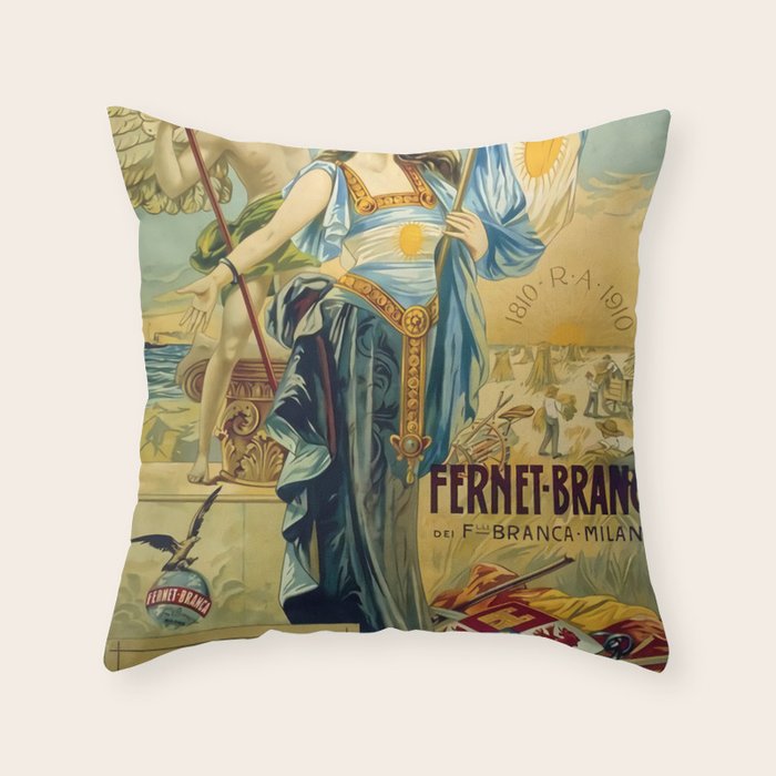 1910 Fernet Branca Liqueur Aperitif Advertisement Throw Pillow Gallery Image 6