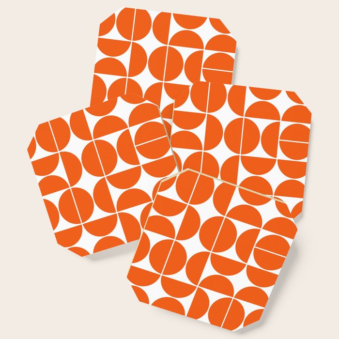 Mid Century Modern Geometric 04 Orange Coaster Gallery Image 1