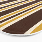 Retro Midcentury 70s Vertical Stripe Pattern Brown and Gold Bath Mat Gallery Image 3