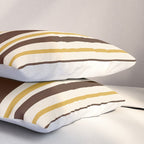 Retro Midcentury 70s Vertical Stripe Pattern Brown and Gold Pillow Sham Gallery Image 3