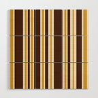 Retro Midcentury 70s Vertical Stripe Pattern Brown and Gold Wood Wall Art Gallery Image 1