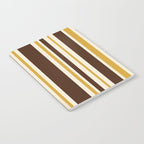Retro Midcentury 70s Vertical Stripe Pattern Brown and Gold Notebook Gallery Image 2