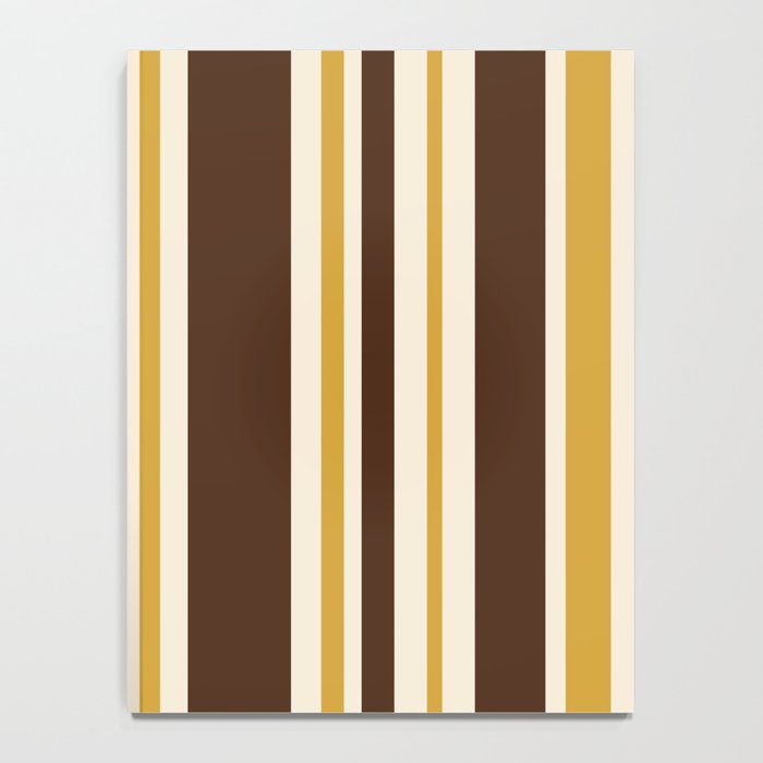 Retro Midcentury 70s Vertical Stripe Pattern Brown and Gold Notebook Gallery Image 4