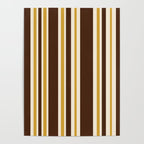 Retro Midcentury 70s Vertical Stripe Pattern Brown and Gold Poster Gallery Image 4