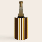 Retro Midcentury 70s Vertical Stripe Pattern Brown and Gold Wine Chiller Gallery Image 2