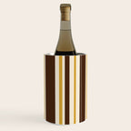 Retro Midcentury 70s Vertical Stripe Pattern Brown and Gold Wine Chiller Gallery Image 3