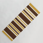 Retro Midcentury 70s Vertical Stripe Pattern Brown and Gold Yoga Mat Gallery Image 1