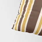 Retro Midcentury 70s Vertical Stripe Pattern Brown and Gold Pillow Sham Gallery Image 4