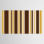 Retro Midcentury 70s Vertical Stripe Pattern Brown and Gold Tablecloth Gallery Image 2
