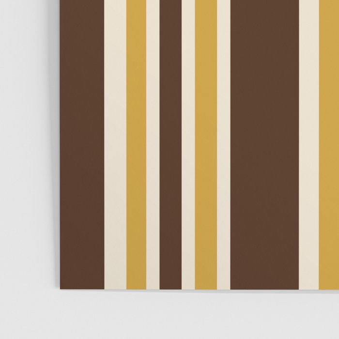Retro Midcentury 70s Vertical Stripe Pattern Brown and Gold Poster Gallery Image 3