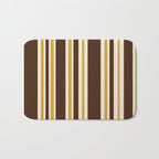 Retro Midcentury 70s Vertical Stripe Pattern Brown and Gold Bath Mat Gallery Image 1