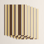 Retro Midcentury 70s Vertical Stripe Pattern Brown and Gold Wrapping Paper Gallery Image 3