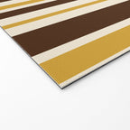 Retro Midcentury 70s Vertical Stripe Pattern Brown and Gold Welcome Mat Gallery Image 2