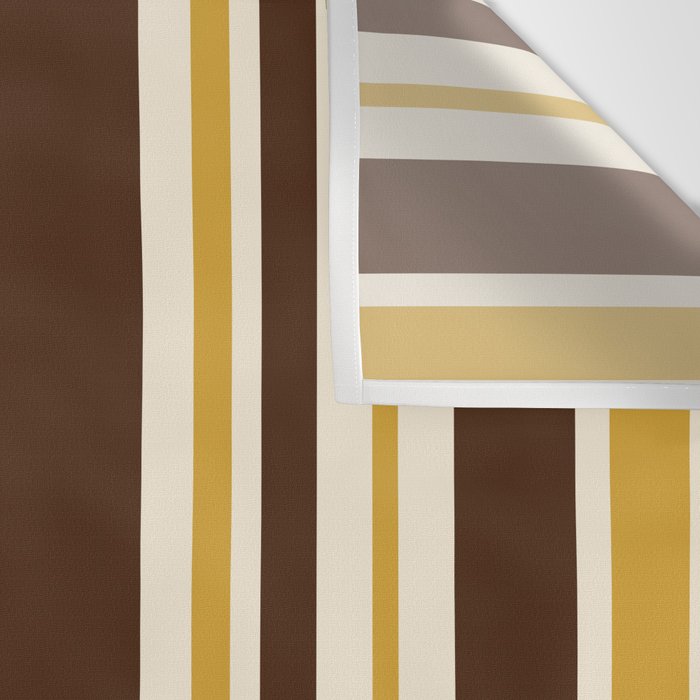 Retro Midcentury 70s Vertical Stripe Pattern Brown and Gold Wall Tapestry Gallery Image 3