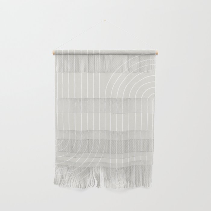 Minimal Line Curvature XI Natural Off White Mid Century Modern Arch Abstract Wall Hanging Gallery Image 1