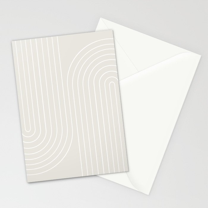 Minimal Line Curvature XI Natural Off White Mid Century Modern Arch Abstract Stationery Card Gallery Image 2