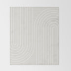Minimal Line Curvature XI Natural Off White Mid Century Modern Arch Abstract Throw Blanket Gallery Image 2