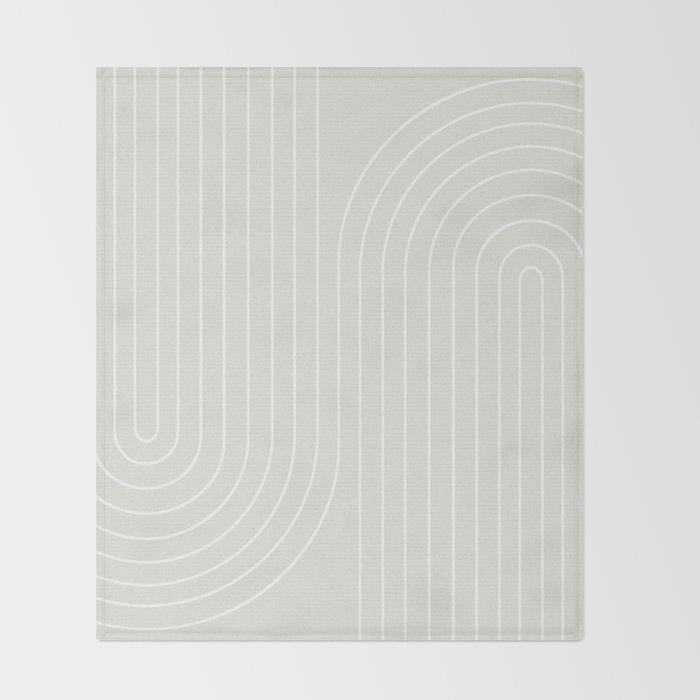 Minimal Line Curvature XI Natural Off White Mid Century Modern Arch Abstract Throw Blanket Gallery Image 2