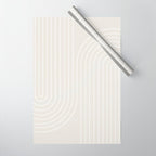 Minimal Line Curvature XI Natural Off White Mid Century Modern Arch Abstract Wrapping Paper Gallery Image 1